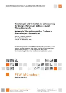 Zertifikattitel der Metastudie zu Wärmedämmstoffen vom FIW München – Energieeffizienz, Produkte und Innovationen